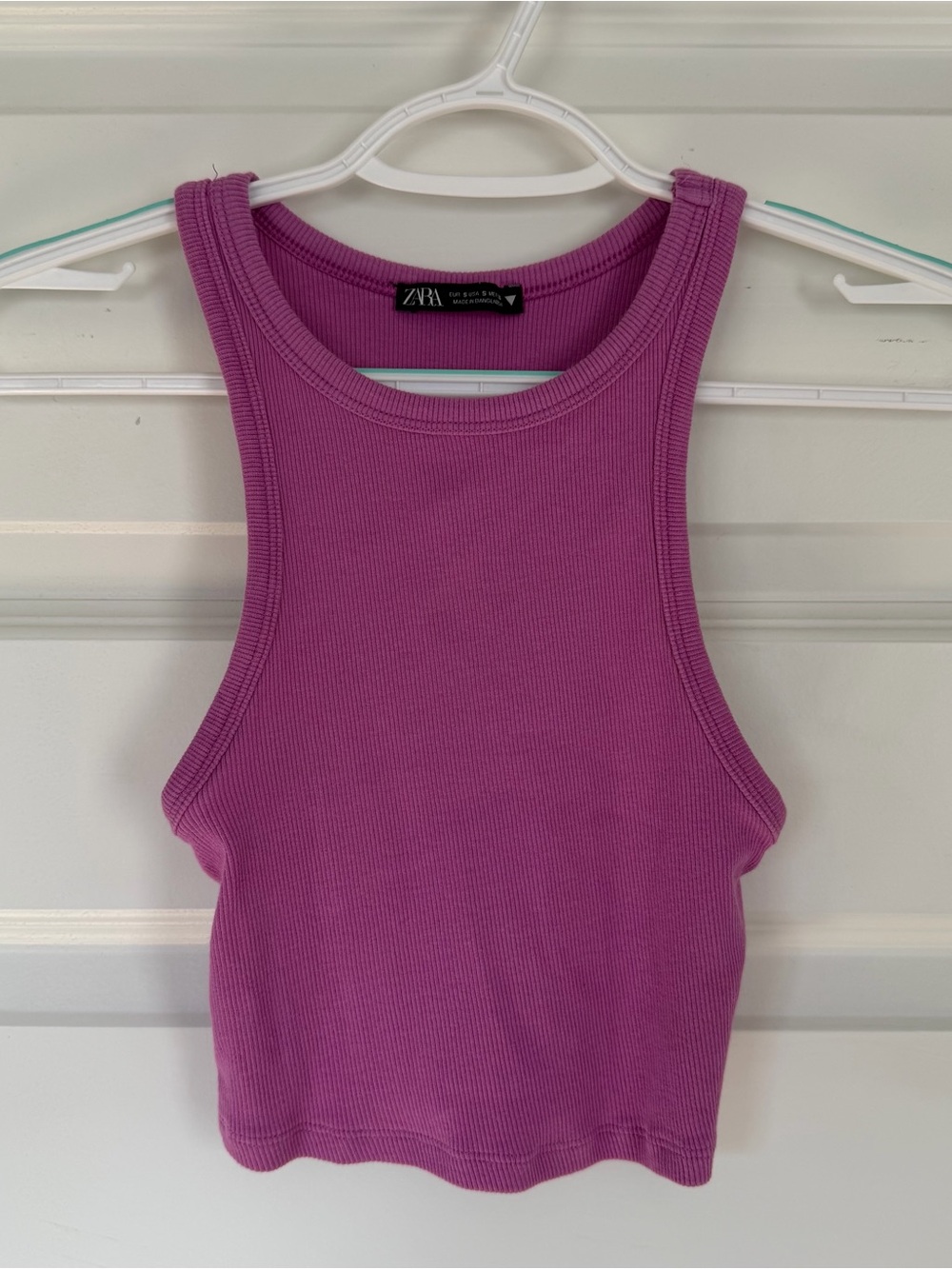 Zara Magenta Ribbed Crop Tank